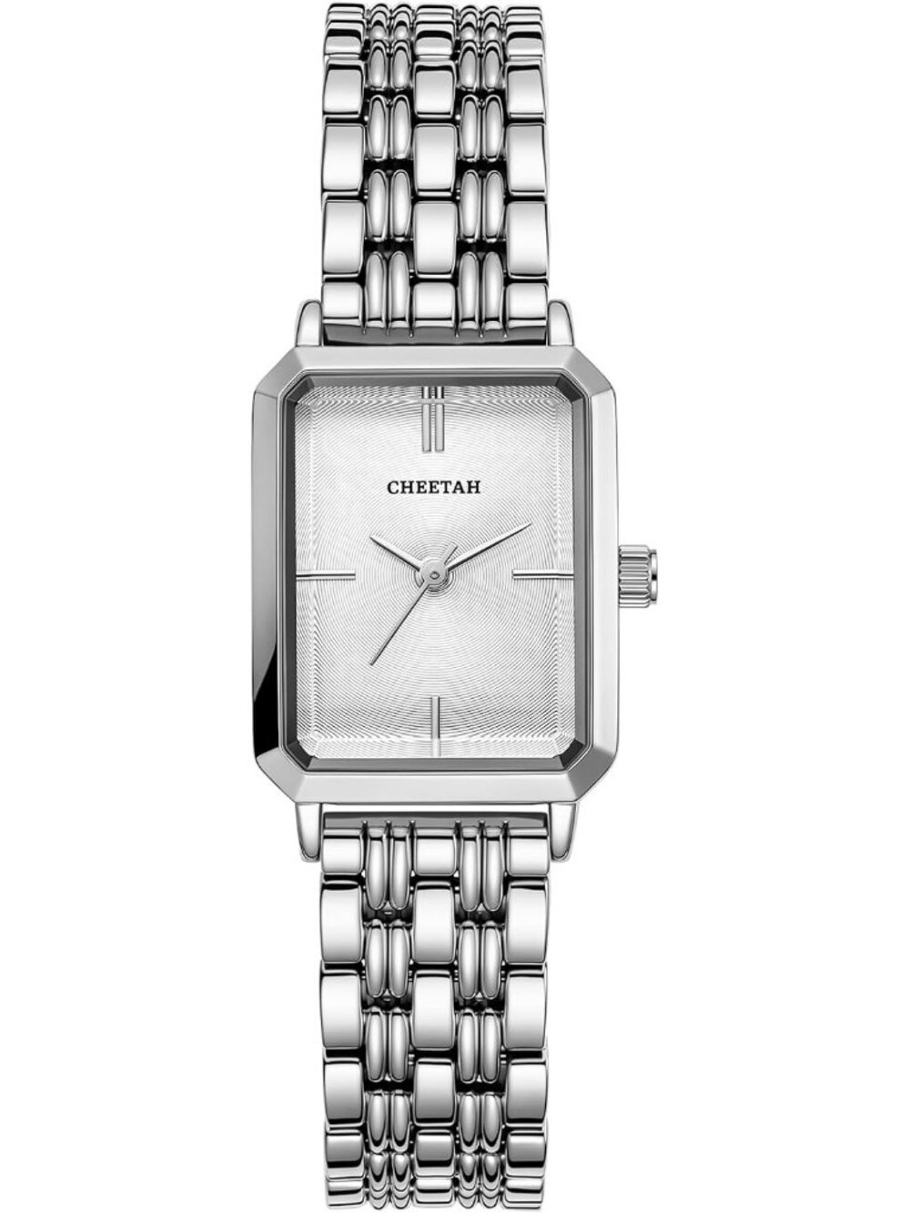 Women's Silver White Two Tone Rectangular Stainless Steel Bracelet Wrist Watch